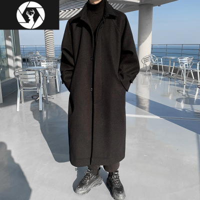 HongZun秋冬季新款毛呢大衣男英伦风韩版潮流帅气双面呢子外套中长款休闲毛呢大衣