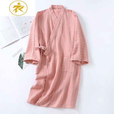 Ideamini春秋日式情侣棉和服睡袍男士大码系带浴衣女睡裙长款睡衣夏薄款