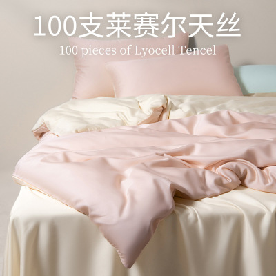 莱赛尔天丝床上四件套2026新款冰丝高级感夏天用品床单被罩三件套_358