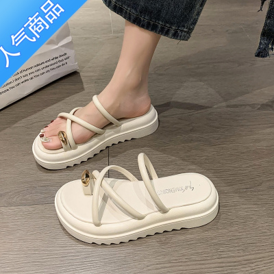 SUNTEK2023新款夏季小码女鞋313233小脚特小34码33小个子厚底凉鞋一字拖