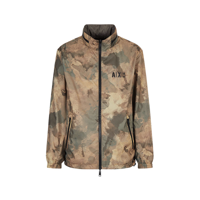 阿玛尼 armani exchange 男士双面隐藏式帽子薄款拉链夹克外套6lzb20