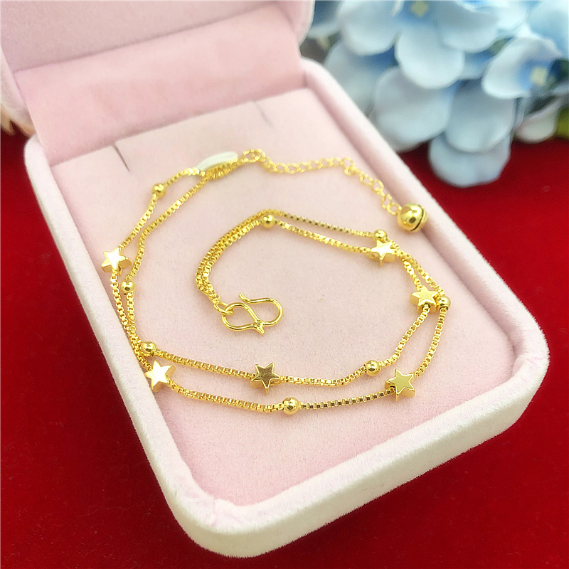 2024新款越南沙金星星脚链女韩版个性镀金欧币饰品久不掉色送女朋友老婆情人节七夕生日礼物