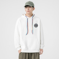 男装华夫格连帽卫衣男士秋冬新款韩版潮牌宽松纯色魔术贴外套