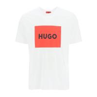 Hugo boss男士短袖T恤 白色圆领短袖T恤男装简约徽标直筒夏季透气男士短袖