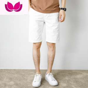 七斓白色休闲短裤男夏季外穿宽松男款5分韩版潮流运动五分裤男士