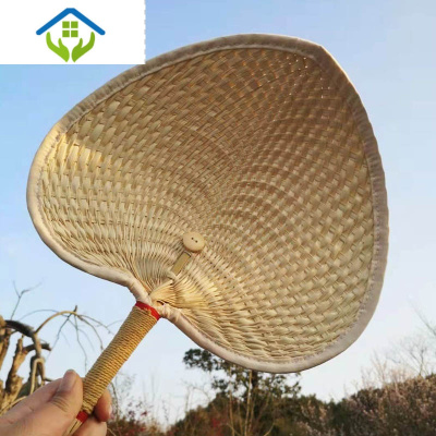 御蓝锦古风老式草编扇子扇风儿童手工编织大蒲扇子夏季便携随身宝宝原棉包边扇（宽30cm以上长25cm)