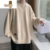 YANXU绒圆领长袖T恤卫衣男士潮牌痞帅宽松内搭休闲百搭衣服