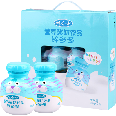 娃哈哈锌多多营养酸奶饮品含乳饮料200g*12瓶整盒儿童营养早餐酸奶乳酸菌发酵新品