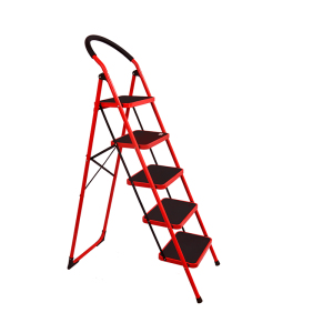 好企来 碳钢 5步圆扶手钢管梯 红 BY—0048 1.75米/架