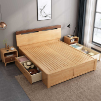 臻远 ZY-SMC-06 现代简约实木床双人床 1.8米抽屉高箱