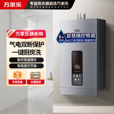 万家乐TP3燃气热水器气电双断防护 智能恒温强排热水器电辅防冻一键厨房洗 13L