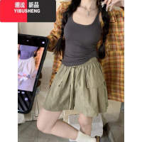 YIBUSHENG高腰绑带工装休闲裤女季2024新款美式宽松阔腿时尚百搭短裤ins