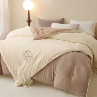 大豆纤维秋冬被子被芯子母被二合一拉链款撞色春秋被加厚保暖盖被