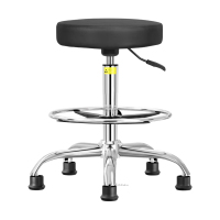 臻远ZY-7965实验室凳子旋转升降凳PU皮 60-82cm五爪黑脚杯款