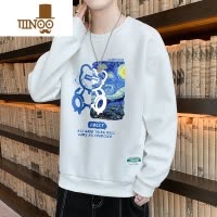 YANXU长袖T恤男休闲高街小熊印花宽松时尚潮搭男装设计感上衣服