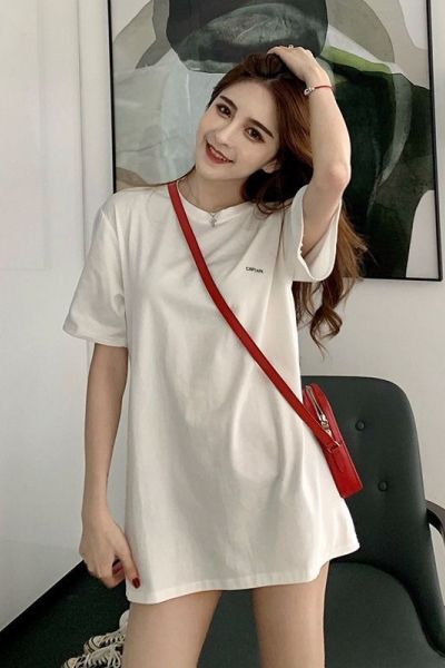 白色印花女装新款宽松休闲打底衫韩版夏学生装短袖上衣T恤女夏季