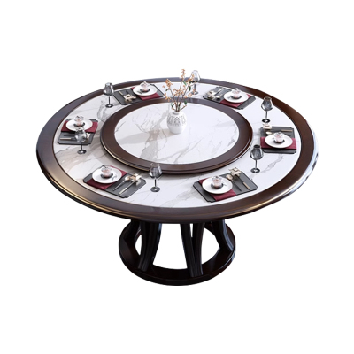 中豫鑫泽 ZYXZ3110411 岩板餐桌实木圆形餐桌椅组合1.5米圆桌10把餐椅