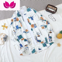 七斓小众设计感港风日系衬衣男生韩版国潮薄款扎染长袖衬衫外套