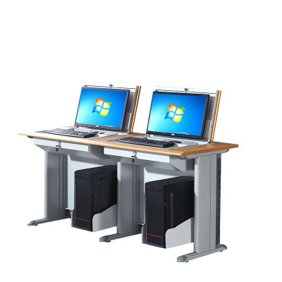 晋舰 翻转桌隐藏式多媒体电教室机房电脑桌嵌入式课桌 030双人位