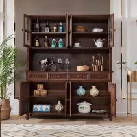 森美人美式全实木餐边柜胡桃色高酒柜乡村家用餐厅储物柜大容量定制定做