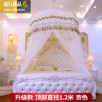 圆顶蚊帐宫廷落地加密加厚家用双人床免安装公主风1.8m加大三开 三维工匠