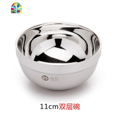不锈钢碗面碗带盖饭碗汤碗家用大号铁碗小碗中式双层防烫吃饭餐碗 FENGHOU 18CM双层碗1个(不带盖)