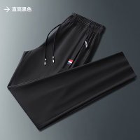 冰丝裤子男士夏季新款三色标拉链厂家束脚型拉链长裤