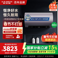 AO史密斯60升电热水器 国家补贴 金圭内胆 双棒分离速热 免换镁棒 免清洗短款 E60ED8-B