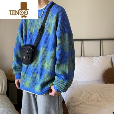 YANXU撞色条纹针织毛衣男2023年秋季潮流设计感小众多巴胺穿搭宽松外套