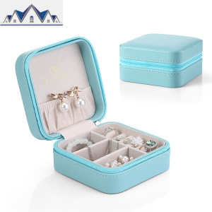 便携式首饰盒女公主欧式韩国饰品收纳旅行小巧耳环钉戒指盒 三维工匠收纳盒
