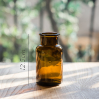 美帮汇INS玻璃瓶 花瓶花器 试剂瓶茶色棕色 杂货北欧复古工业风 大口棕瓶250ml小号