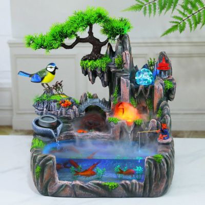 享弗假山流水喷泉鱼缸客厅茶几装饰品盆景摆件开业乔迁送礼水族世界