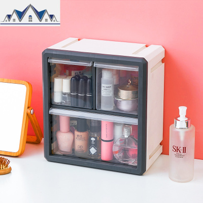 化妆品收纳盒网红桌面简约抽屉式整理箱梳妆台口红护肤品置物架 三维工匠