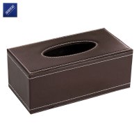 安居先森简约欧式皮质抽纸盒办公室餐厅纸巾盒24*12*9.5cm 棕色