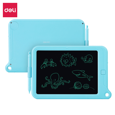 得力（deli）液晶手写板支架式儿童画板绘画涂鸦板防误擦手绘板电子画板10.2英寸蓝色51002