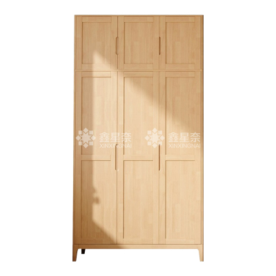 鑫星奈 XXN4031136 简约实木衣柜三门收纳柜加顶柜