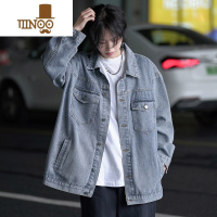 YANXU牛仔外套男港风ins潮牌宽松休闲上衣服做旧复古痞帅工装夹克