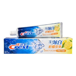 佳洁士3D炫白牙膏120g柠檬茶爽冰极薄荷家庭装小苏打亮白去渍