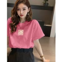 [1.5折价34元]唐狮女圆领前胸小熊图案短袖T恤百搭减龄高级感韩版气质潮流