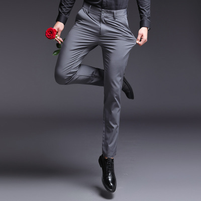 蒙洛里克商务休闲裤男2020夏季新品男士西裤青年抗皱免烫时尚经典直筒休闲裤子9868