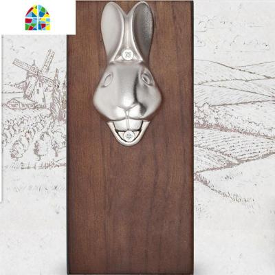 抖音个性创意壁挂式木质磁吸啤酒瓶起子冰箱贴启瓶器 FENGHOU 兔子头磁吸啤酒开瓶器[送啤酒杯1只]