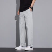 男士浅灰直筒休闲裤 冰丝垂感通勤裤 春夏透气百搭裤子休闲裤男生