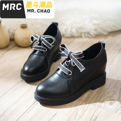 内增高女鞋2019年秋季新款英伦风单鞋8cm增高小皮鞋春款春鞋子墨斗潮品休闲鞋