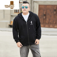 YANXU男装加肥加大码连帽拉链开衫休闲运动开身卫衣长袖外套夹克