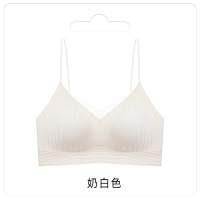 猫人细肩带内衣夏季薄款美背一字无痕抹胸吊牌背心一体式聚拢文胸