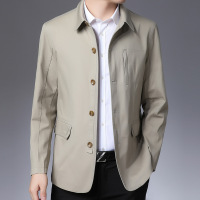 男士风衣新款中年休闲外套中长款男装款棉质爸爸装宽松上衣