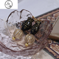 JiMi!野匣子原创手工制。吃鱼摆摆。可爱925银耳环 防过敏耳夹