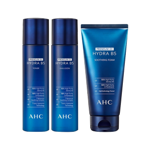 韩国(AHC) B5玻尿酸水乳补水保湿控油滋润营养 面部护肤套装礼盒 B5玻尿酸水乳洗面奶三件套