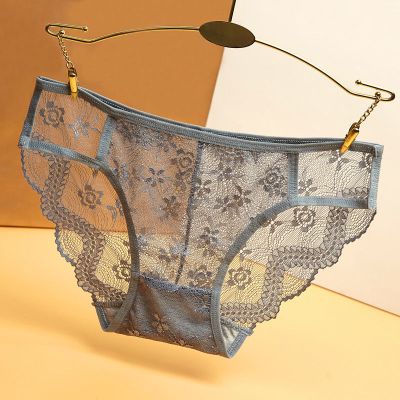 性感透明蕾丝火辣镂空女士三角裤低腰无痕轻奢内裤女提臀小碎花威珺