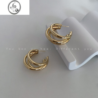 JiMi「梵制」高级感金属耳环女小众设计感耳圈欧美复古圈圈耳钉耳饰品